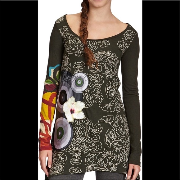 Desigual Addie Printed Embroidered Tunic Top - Picture 3 of 15